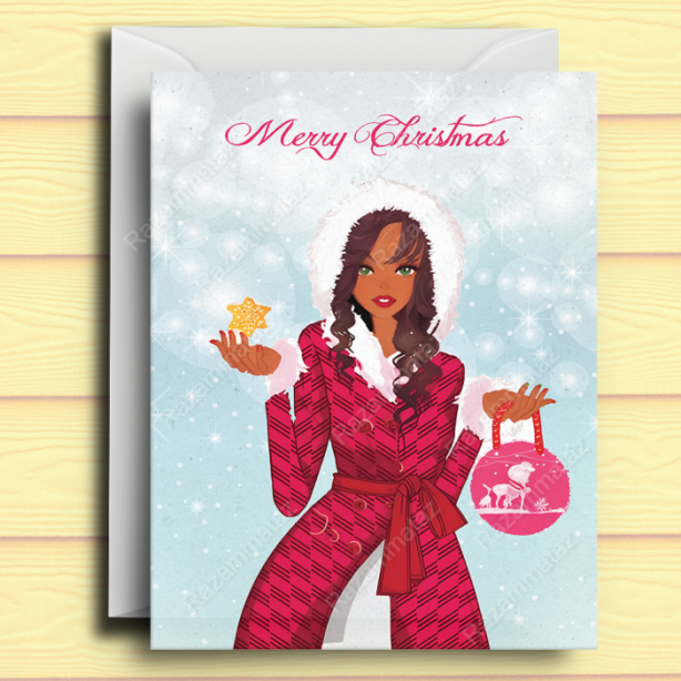 Black Girl C Christmas Card